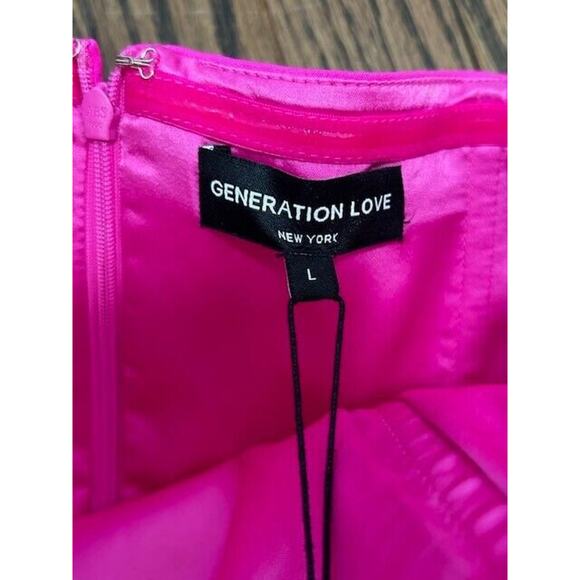 Generation Love Alexis Strapless Crepe Jumpsuit Cropped Magenta Pink Large NEW - Picture 9 of 11